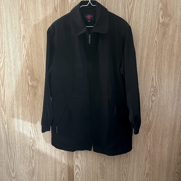 Gallery Jackets & Blazers - Gallery Black Classic Business Trench Coat Full Zip Oversized